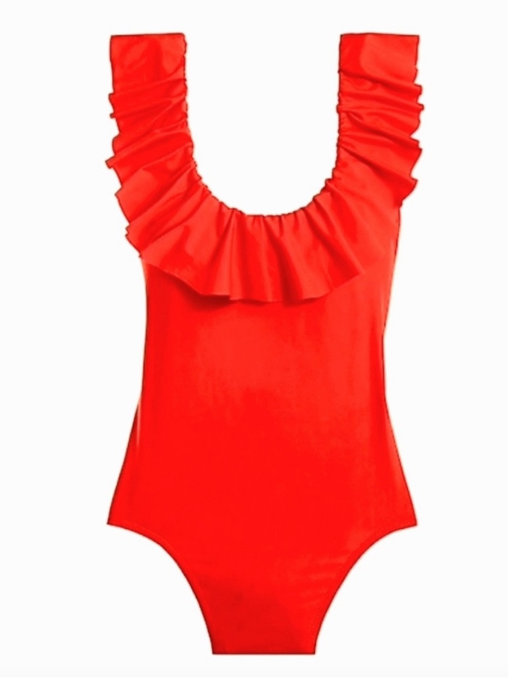 J. Crew Ruffle Scoopback Swimsuit Size 2 One Piece Red EUC - Picture 13 of 13